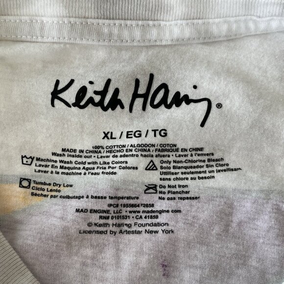 Keith Haring Wind Surf Womens Crop Top Tie-Dye T Shirt XL Repro Pop Art Grafitti - Picture 5 of 8